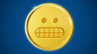 Ilustración de emoji haciendo muecas en forma de moneda de oro.